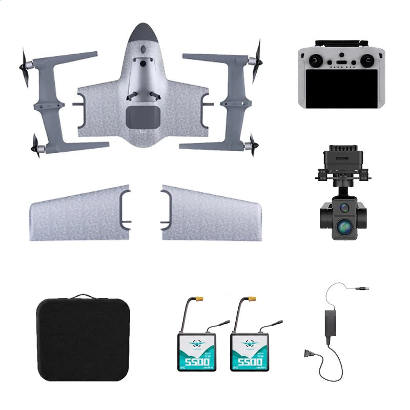 HEQUVA SWAN VOYAGER K8T-V2 VTOL Fixed Wing UAV 4K Thermal Imaging Drone AI Tracking Flight 15KM Video Transmission 