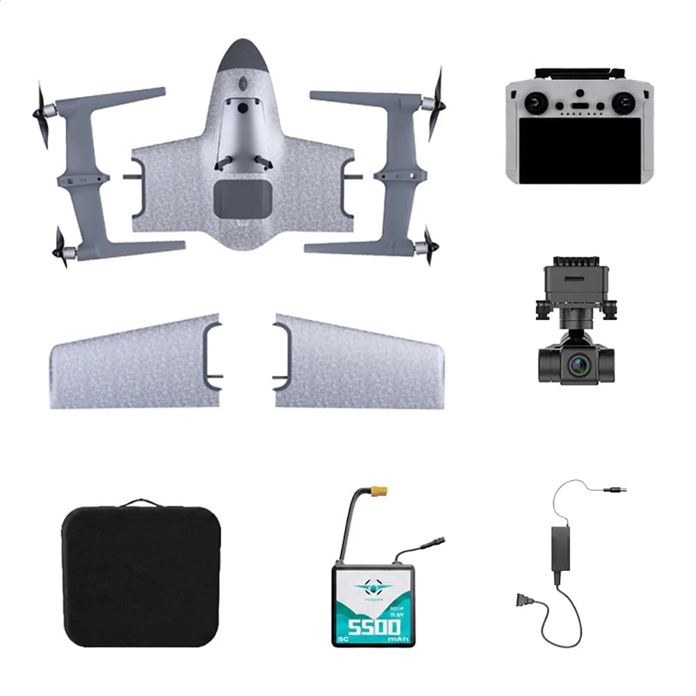 HEQUVA Swan Voyager K8-V2 VTOL Fixed Wing Drone 60 Min Flight Time 4K FPV RC Airplane RTF