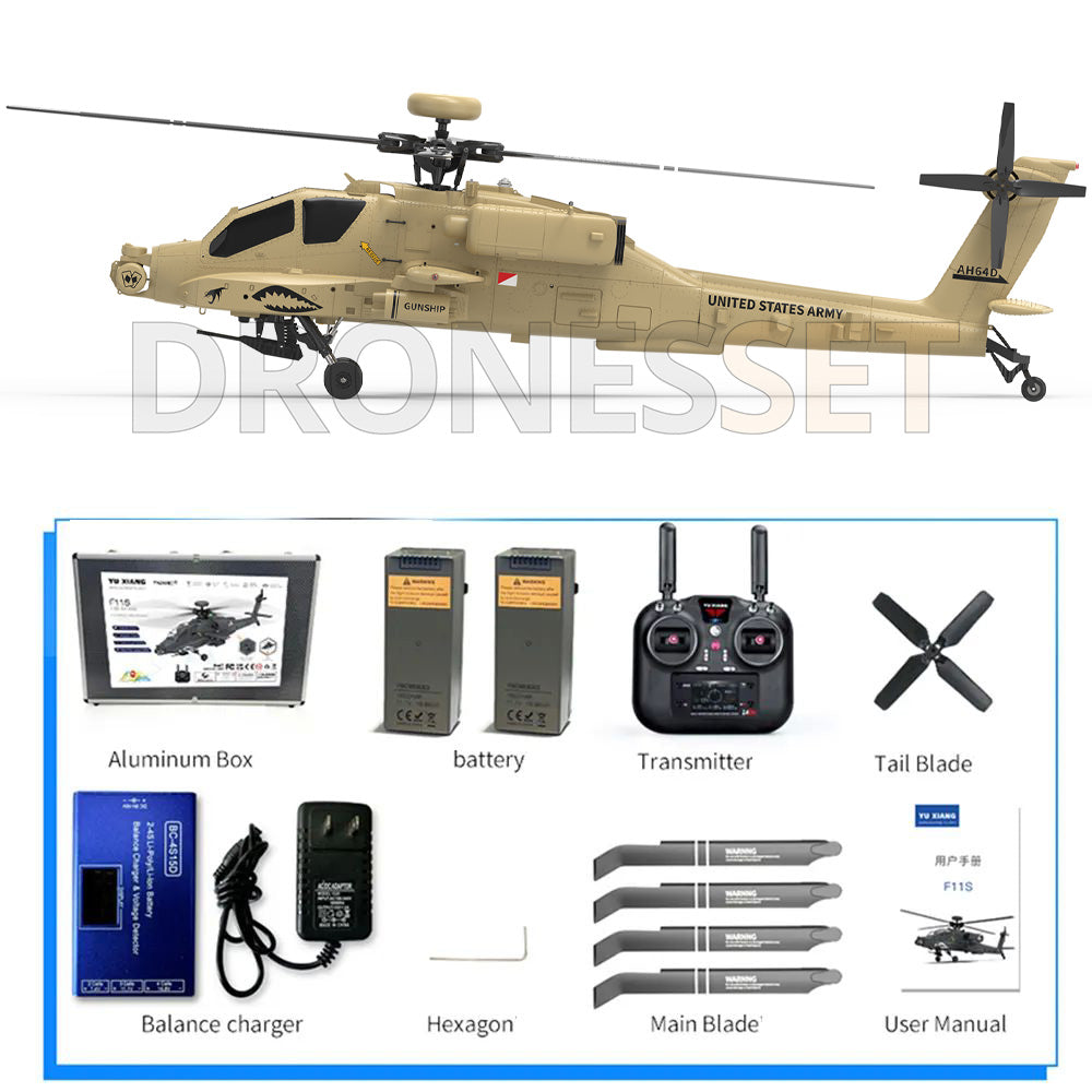 YUXIANG F11H Apache Helicopter GPS Altitude Hold Optical Flow Positioning Radar Brushless 3D Stunt Intelligent RC Helicopter