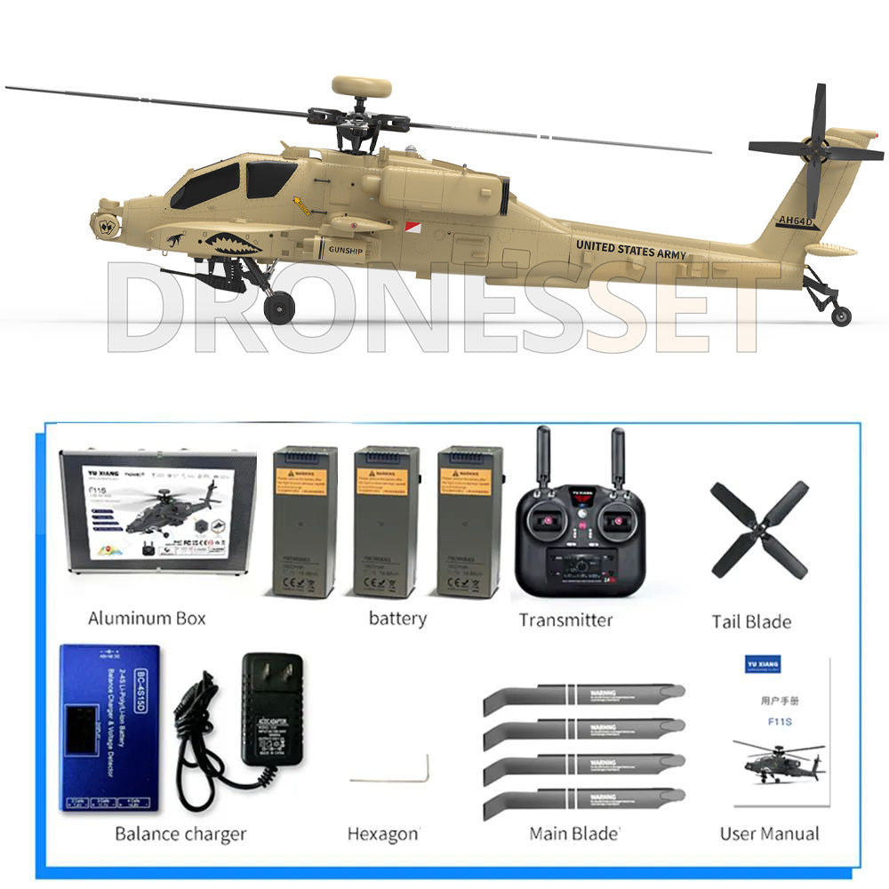YUXIANG F11H Apache Helicopter GPS Altitude Hold Optical Flow Positioning Radar Brushless 3D Stunt Intelligent RC Helicopter