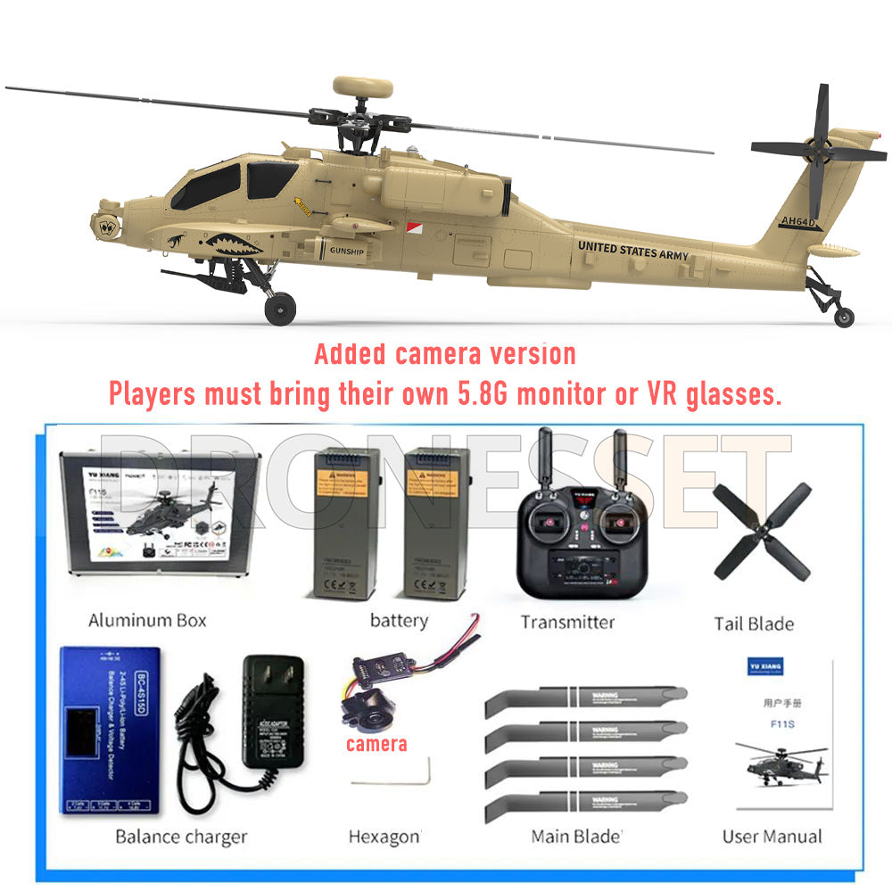 YUXIANG F11H Apache Helicopter GPS Altitude Hold Optical Flow Positioning Radar Brushless 3D Stunt Intelligent RC Helicopter