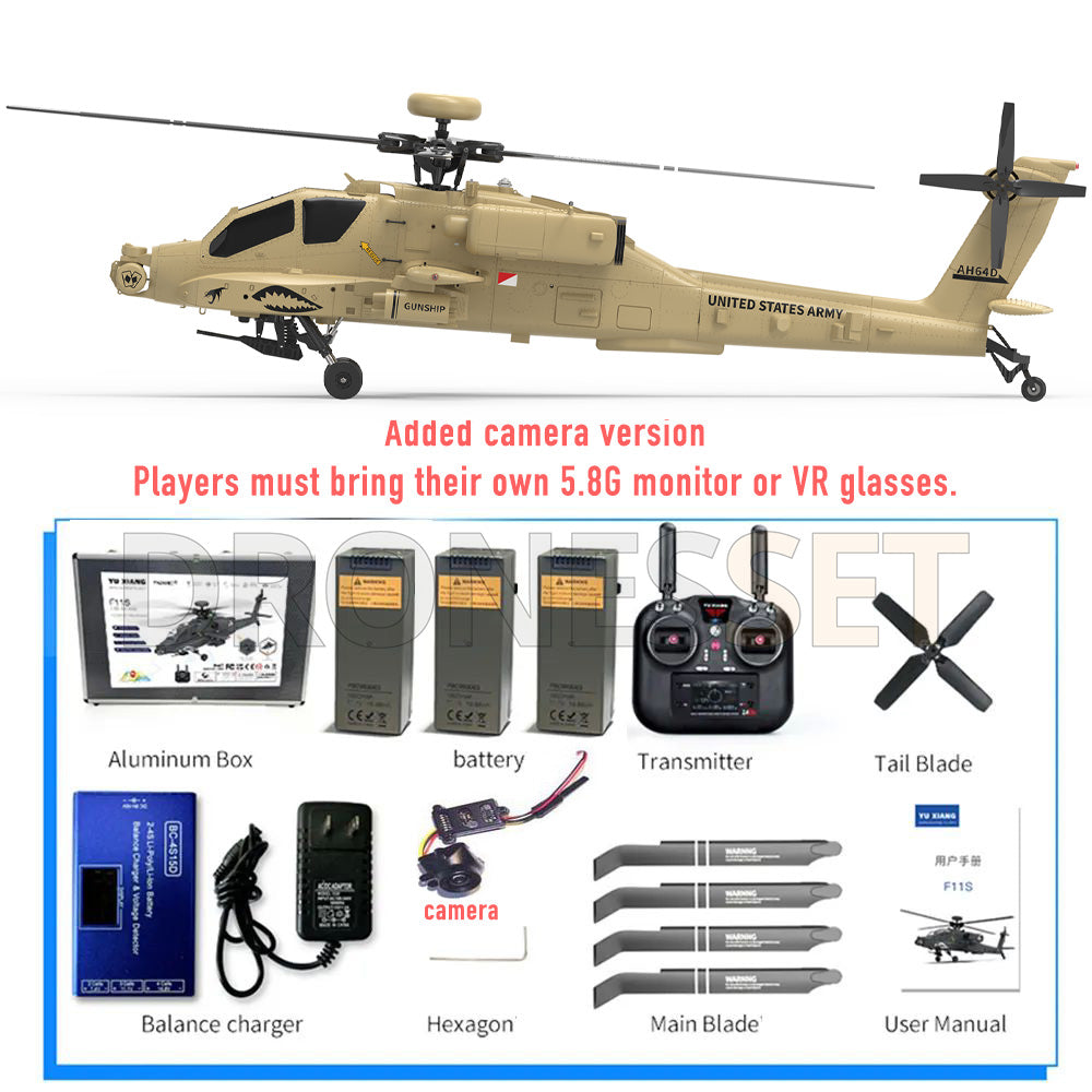 YUXIANG F11H Apache Helicopter GPS Altitude Hold Optical Flow Positioning Radar Brushless 3D Stunt Intelligent RC Helicopter
