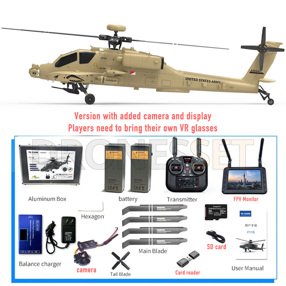 YUXIANG F11H Apache Helicopter GPS Altitude Hold Optical Flow Positioning Radar Brushless 3D Stunt Intelligent RC Helicopter