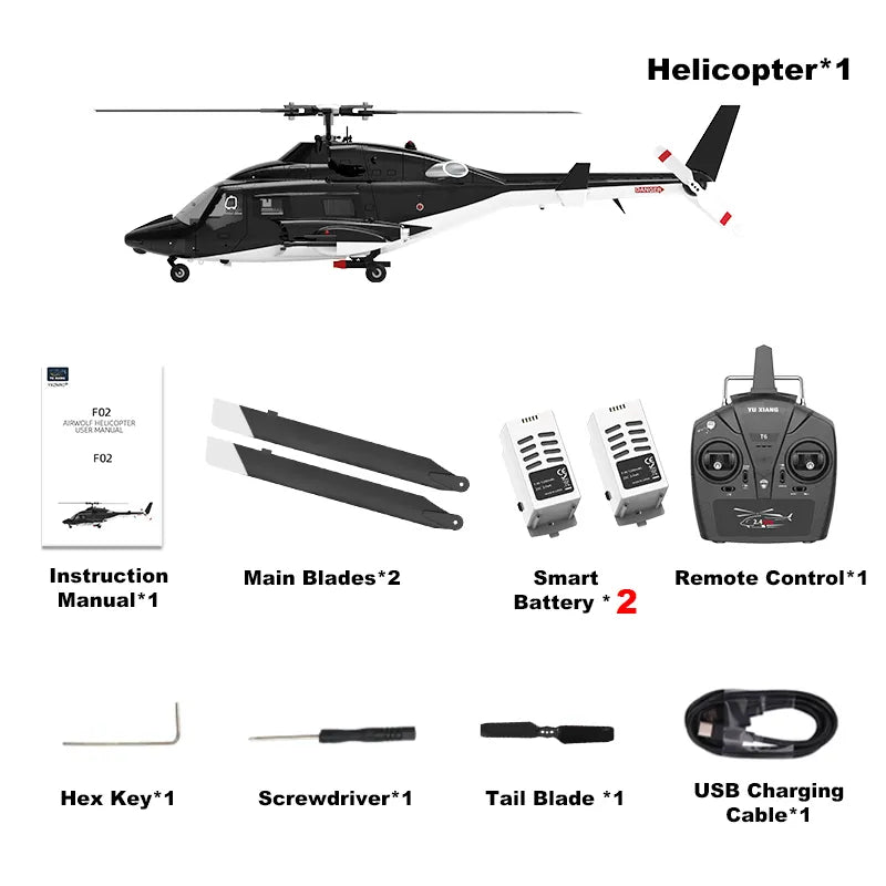 YUXIANG F02 Airwolf RC Helicopter Auto Stabilized 6CH 6-Axis Gyro Stabilization Optical Flow Positioning Helicopter