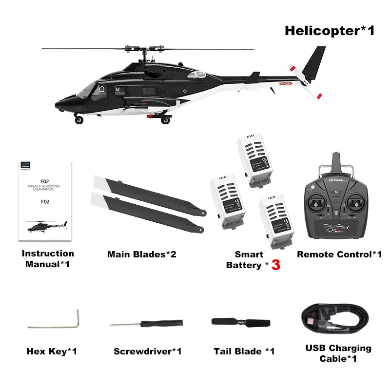YUXIANG F02 Airwolf RC Helicopter Auto Stabilized 6CH 6-Axis Gyro Stabilization Optical Flow Positioning Helicopter