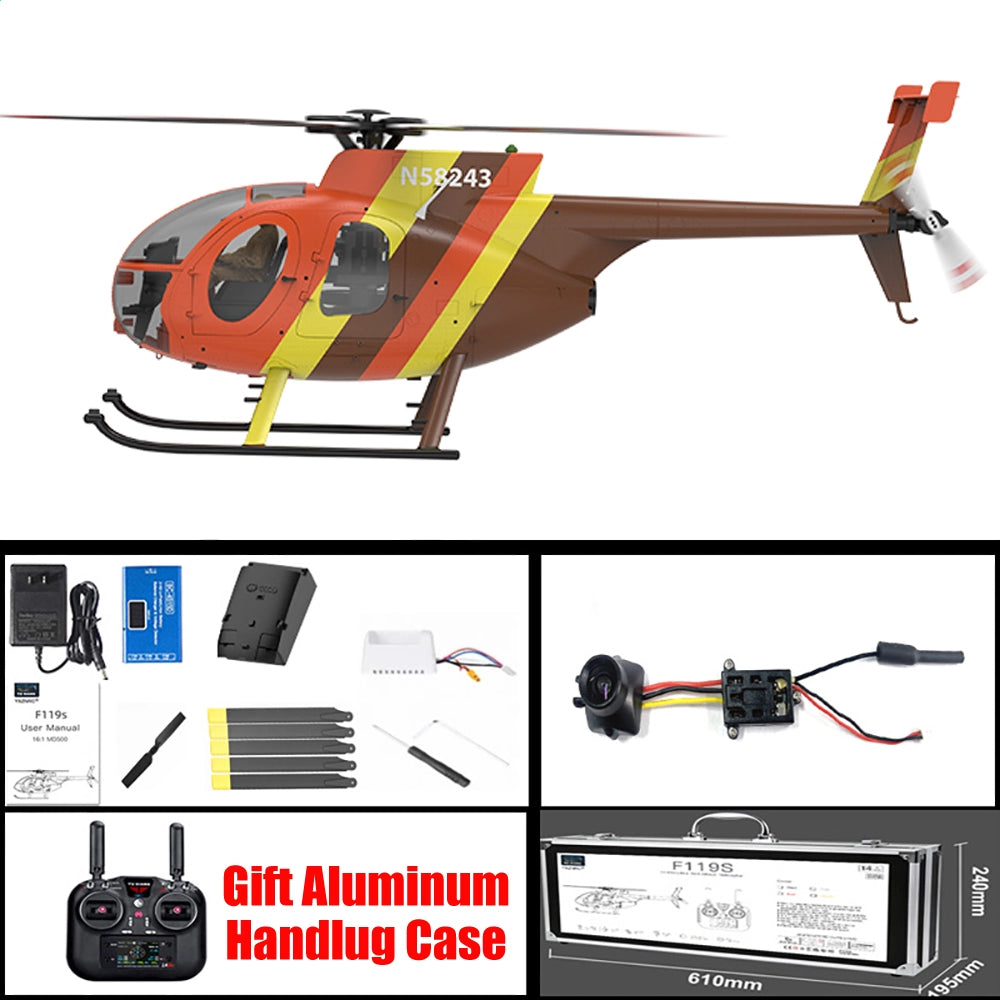 YUXIANG F118S MH-6 Little Bird 250-Class 1/16 Scale FPV 5-Blade Flybarless GPS RTF RC Military Helicopter