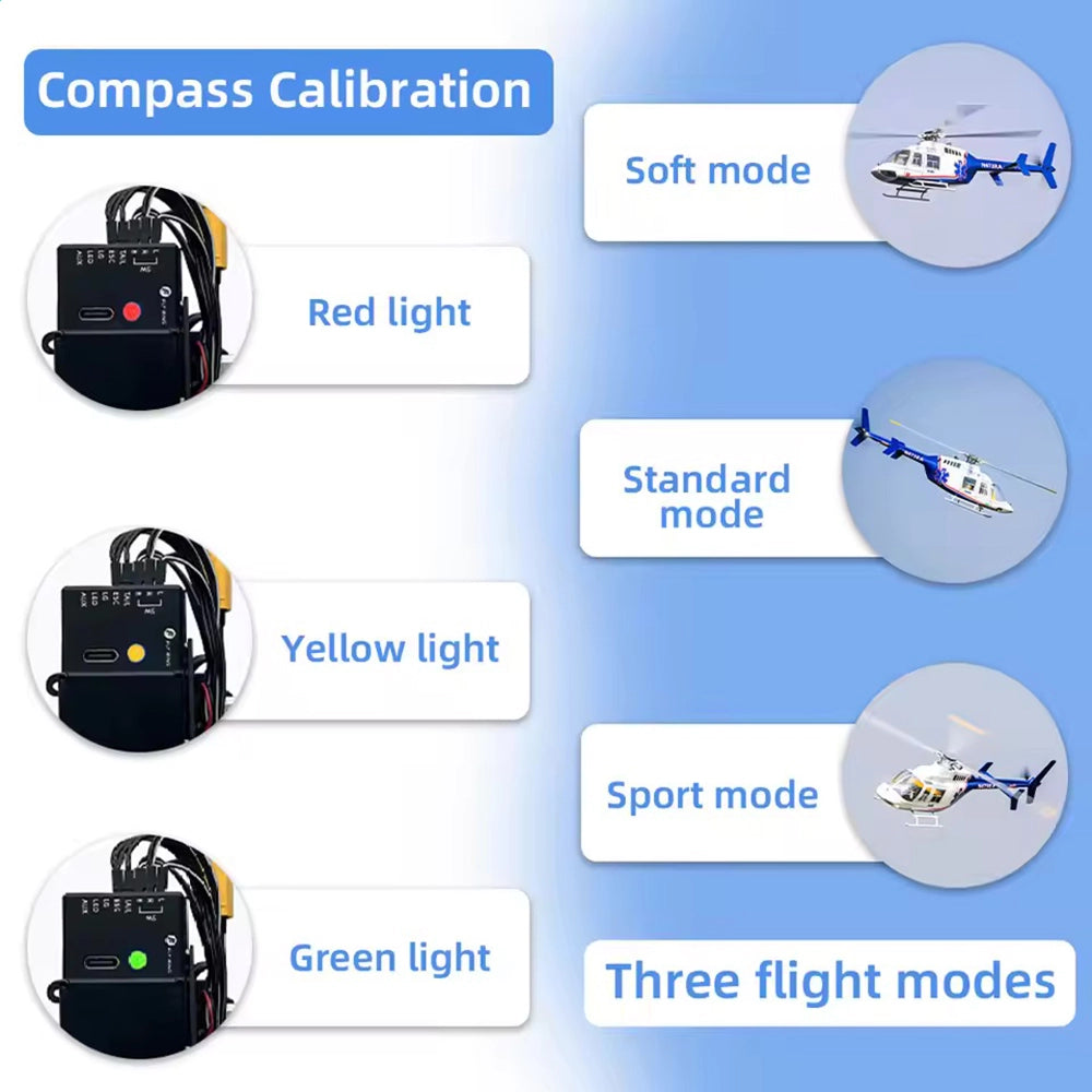 FLYWING Bell407 407 Scale RC Helicopter ACE Flight Control 6CH GPS Helicopter LED Light RTF