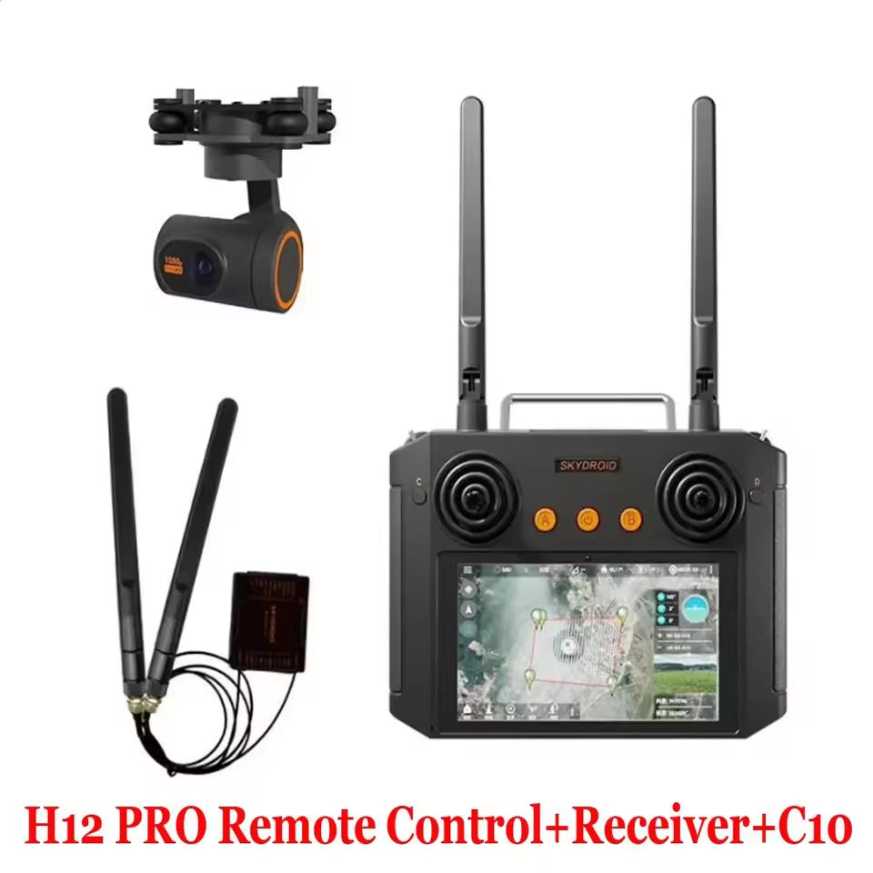 Skydroid H12 Pro Smart Drone Controller with 10KM HD Video Transmission & 3-Axis Gimbal Camera for UAV and FPV Drones