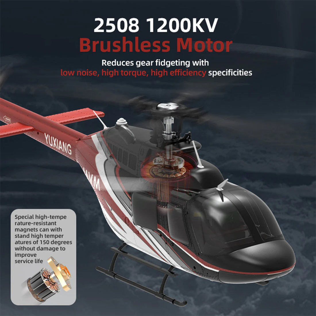 YXZNRC F08 Bell 206 RC Helicopter 1/27 Scale Brushless Direct-Drive 6G Flybarless Model 2.4G 6CHwith Optical Flow Positioning