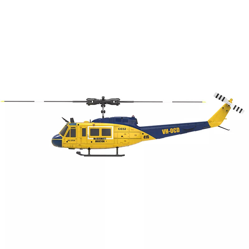 RCERA C032 UH-1 RC Helicopter 1/48 6CH 6-axis Gyro Barometer Altitude Determination Optical Flow Positioning TOF Laser Radar Aerobatic Helicopter