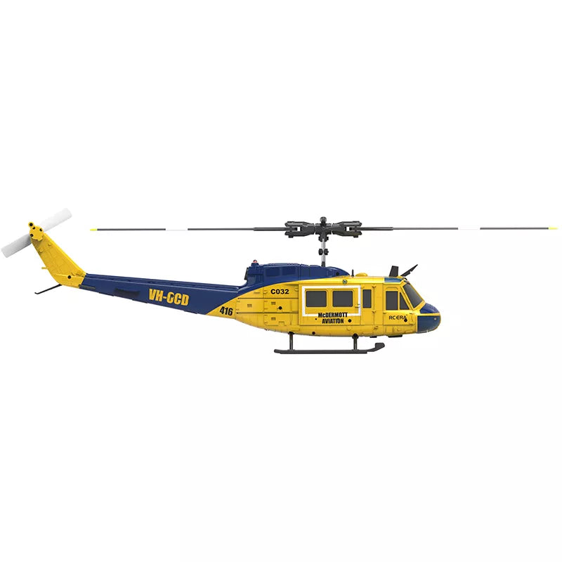 RCERA C032 UH-1 RC Helicopter 1/48 6CH 6-axis Gyro Barometer Altitude Determination Optical Flow Positioning TOF Laser Radar Aerobatic Helicopter