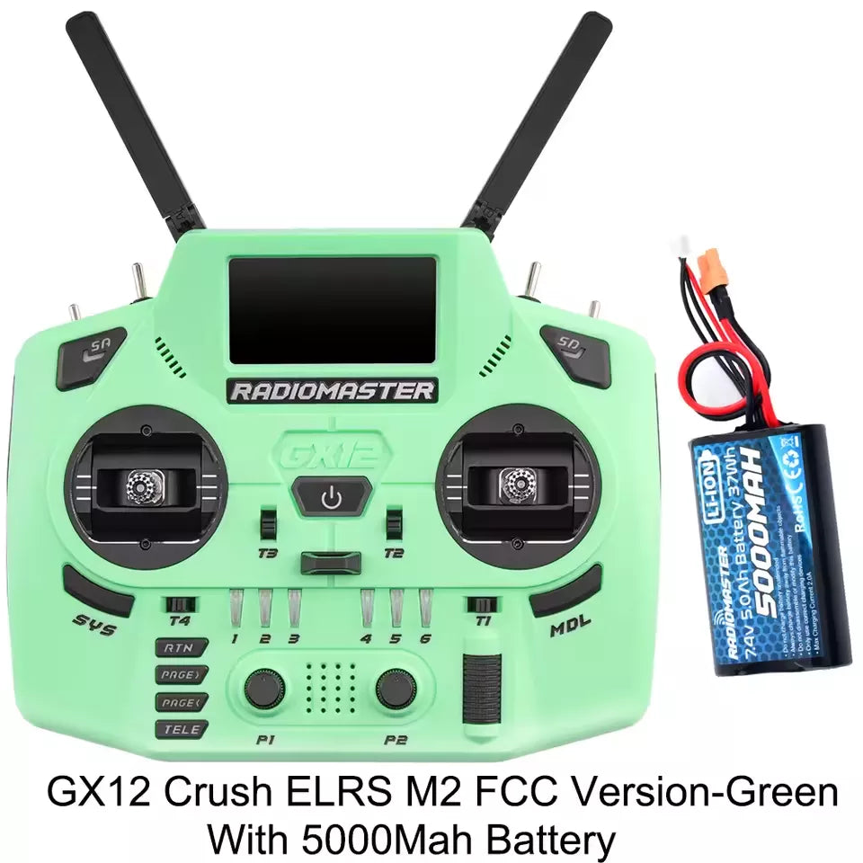 Radiomaster GX12 Crush 1000HZ 3D Digital CNC Hall Gimbal Dual Band Antenna Gemini XROSSBAND EXpressLRS Dopamine Radio Controller