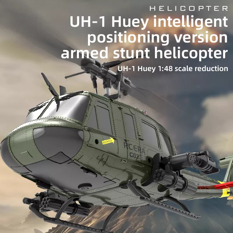 RCERA C032 UH-1 RC Helicopter 1/48 6CH 6-axis Gyro Barometer Altitude Determination Optical Flow Positioning TOF Laser Radar Aerobatic Helicopter