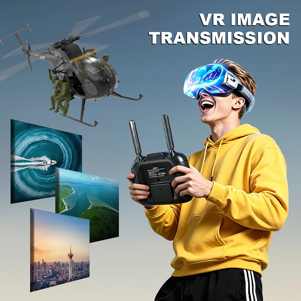 YUXIANG F118S MH-6 Little Bird 250-Class 1/16 Scale FPV 5-Blade Flybarless GPS RTF RC Military Helicopter
