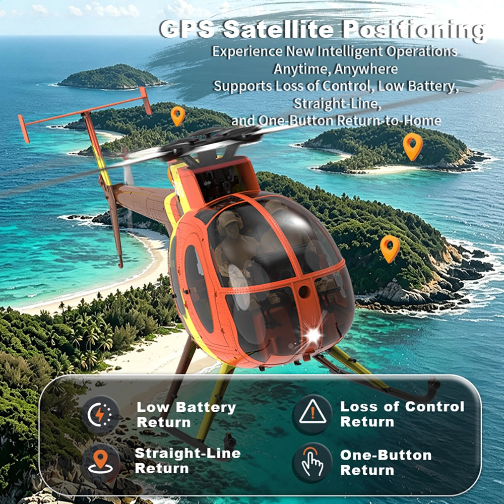 YUXIANG F118S MH-6 Little Bird 250-Class 1/16 Scale FPV 5-Blade Flybarless GPS RTF RC Military Helicopter