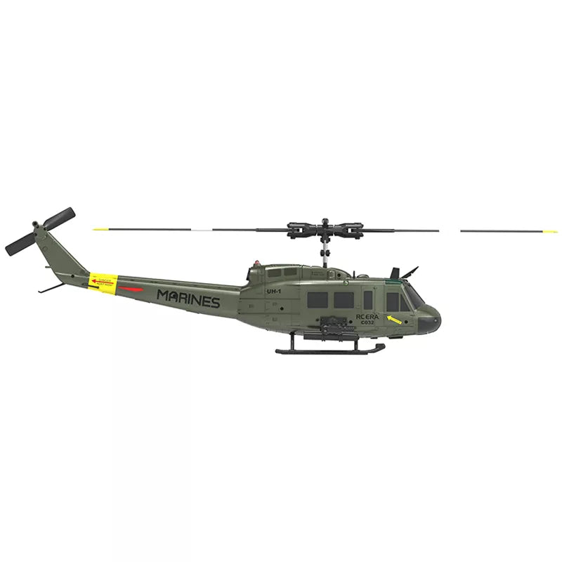 RCERA C032 UH-1 RC Helicopter 1/48 6CH 6-axis Gyro Barometer Altitude Determination Optical Flow Positioning TOF Laser Radar Aerobatic Helicopter