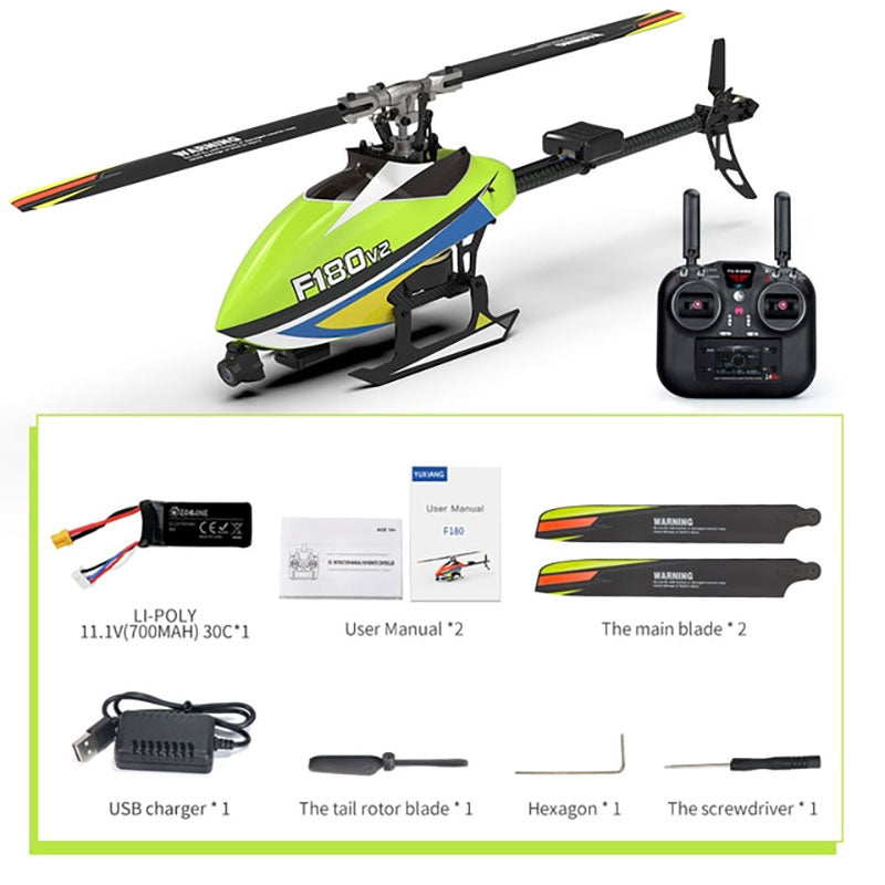 YXZNRC F180 V2 6CH 6-Axis Gyro GPS Optical Flow Localization 5.8G FPV Camera Dual Brushless Direct Drive Motor Flybarless RC Helicopter