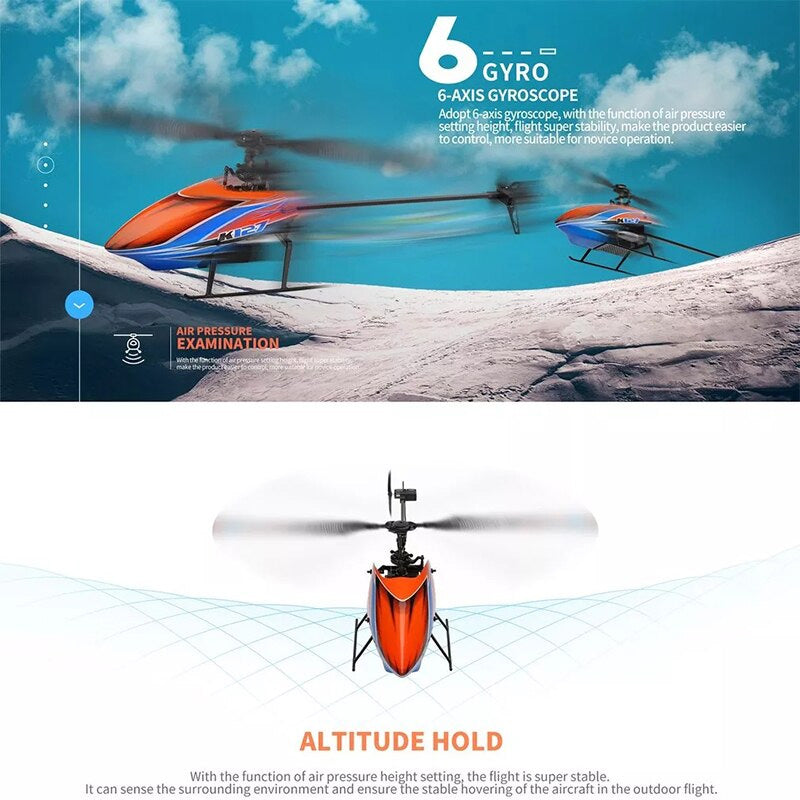 RC Helicopters WLtoys K127 2.4Ghz 4CH 6-Aixs Gyroscope Single Blade Propellor Helicotper For Kids Gift RC Toys