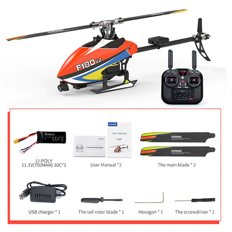 YXZNRC F180 V2 6CH 6-Axis Gyro GPS Optical Flow Localization 5.8G FPV Camera Dual Brushless Direct Drive Motor Flybarless RC Helicopter