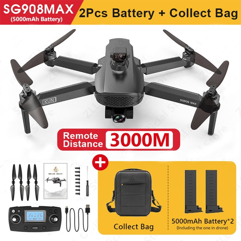 4K Drone 3-Axis Gimbal Camera ZLL SG908 MAX 3KM FPV Brushless GPS 5G WIFI Professional Quadcopter