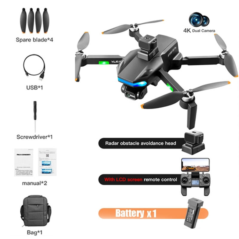 RC Drone S135 Pro 3-Axis Gimbal 360° Obstacle Avoidance Brushless Foldable GPS 5G WiFi 4K HD ESC Dual Camera Quadcopter