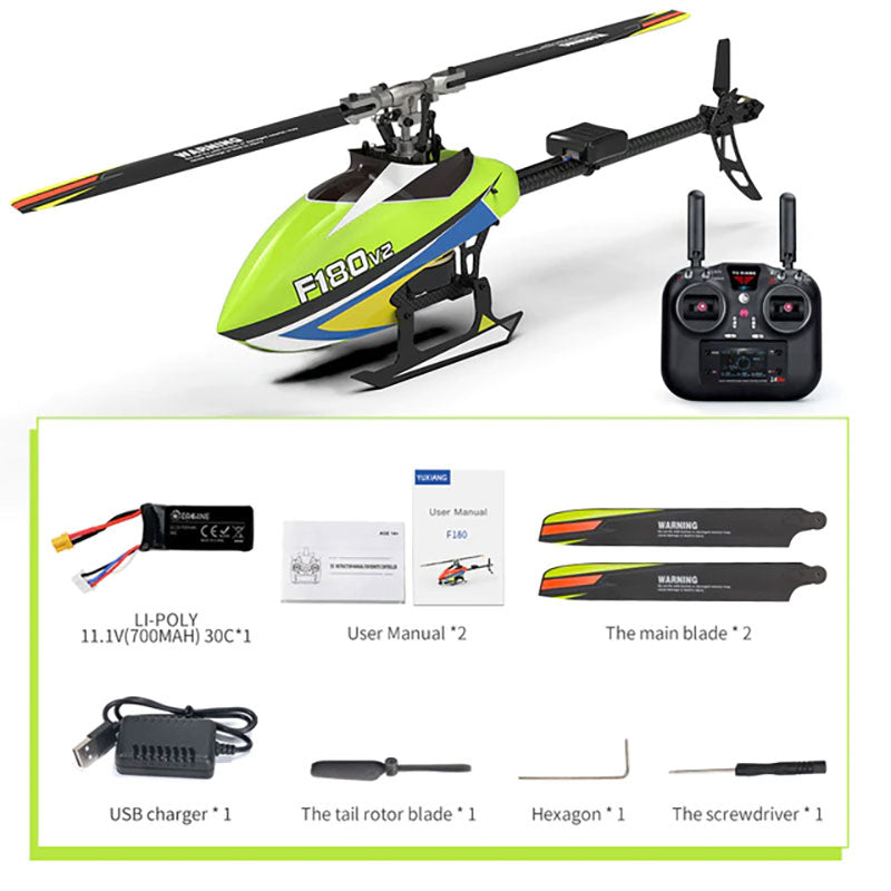 YXZNRC F180 V2 6CH 6-Axis Gyro GPS Optical Flow Localization 5.8G FPV Camera Dual Brushless Direct Drive Motor Flybarless RC Helicopter