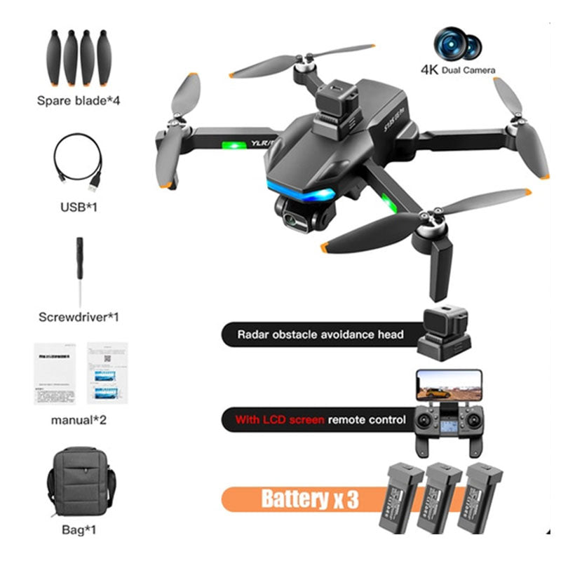 RC Drone S135 Pro 3-Axis Gimbal 360° Obstacle Avoidance Brushless Foldable GPS 5G WiFi 4K HD ESC Dual Camera Quadcopter