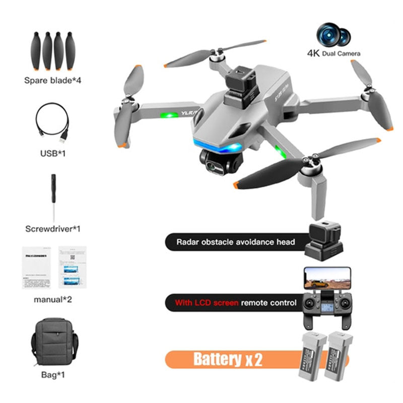 RC Drone S135 Pro 3-Axis Gimbal 360° Obstacle Avoidance Brushless Foldable GPS 5G WiFi 4K HD ESC Dual Camera Quadcopter