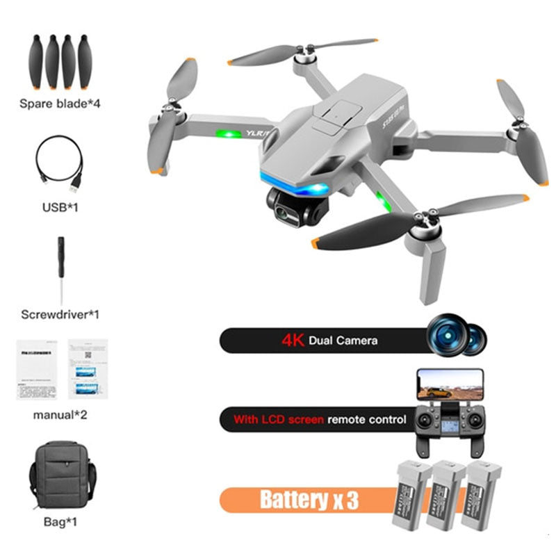 RC Drone S135 Pro 3-Axis Gimbal 360° Obstacle Avoidance Brushless Foldable GPS 5G WiFi 4K HD ESC Dual Camera Quadcopter