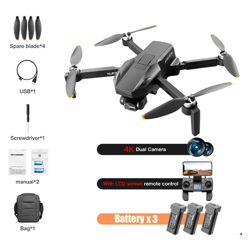 RC Drone S135 Pro 3-Axis Gimbal 360° Obstacle Avoidance Brushless Foldable GPS 5G WiFi 4K HD ESC Dual Camera Quadcopter