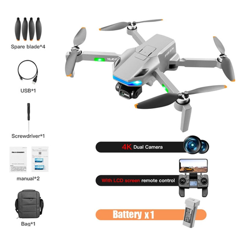 RC Drone S135 Pro 3-Axis Gimbal 360° Obstacle Avoidance Brushless Foldable GPS 5G WiFi 4K HD ESC Dual Camera Quadcopter