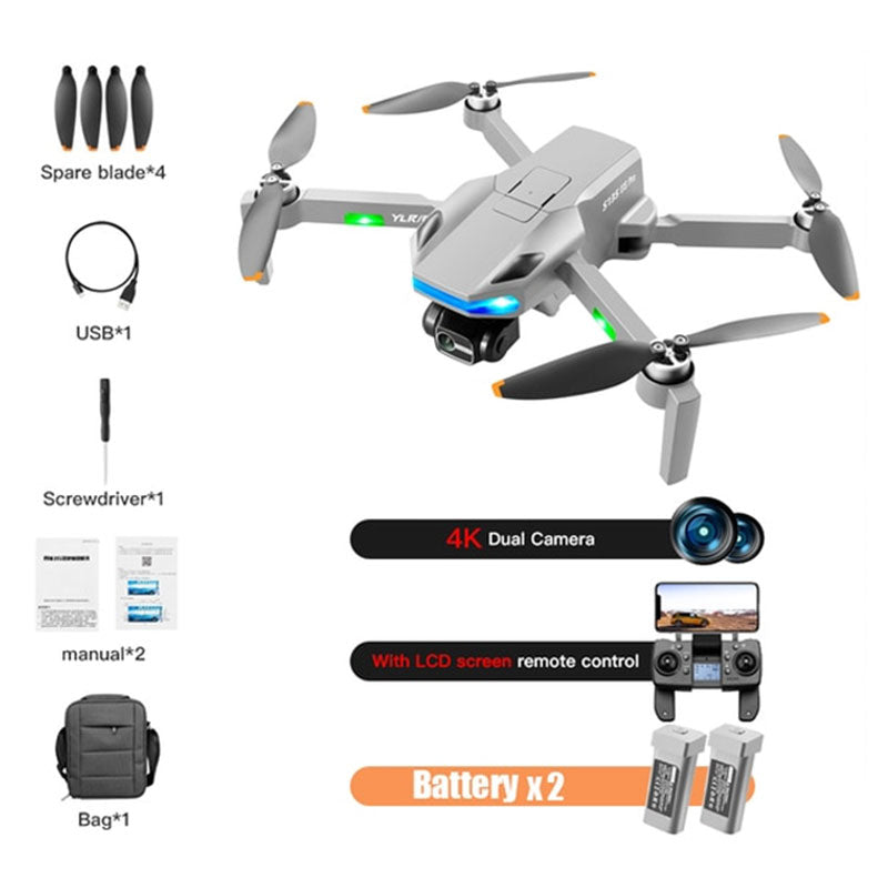 RC Drone S135 Pro 3-Axis Gimbal 360° Obstacle Avoidance Brushless Foldable GPS 5G WiFi 4K HD ESC Dual Camera Quadcopter