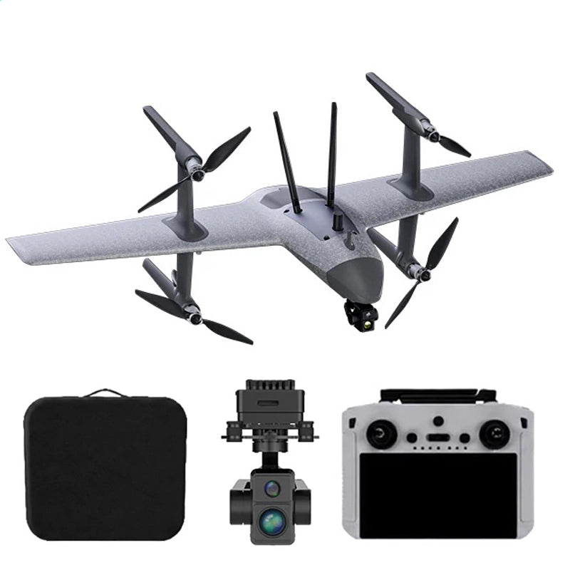 HEQUVA SWAN VOYAGER K8T-V2 VTOL Fixed Wing UAV 4K Thermal Imaging Drone AI Tracking 60Min Flight 15KM Video Transmission