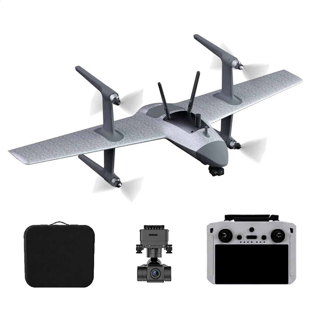 HEQUVA Swan Voyager K8-V2 VTOL Fixed Wing Drone 60 Min Flight Time 4K FPV RC Airplane RTF