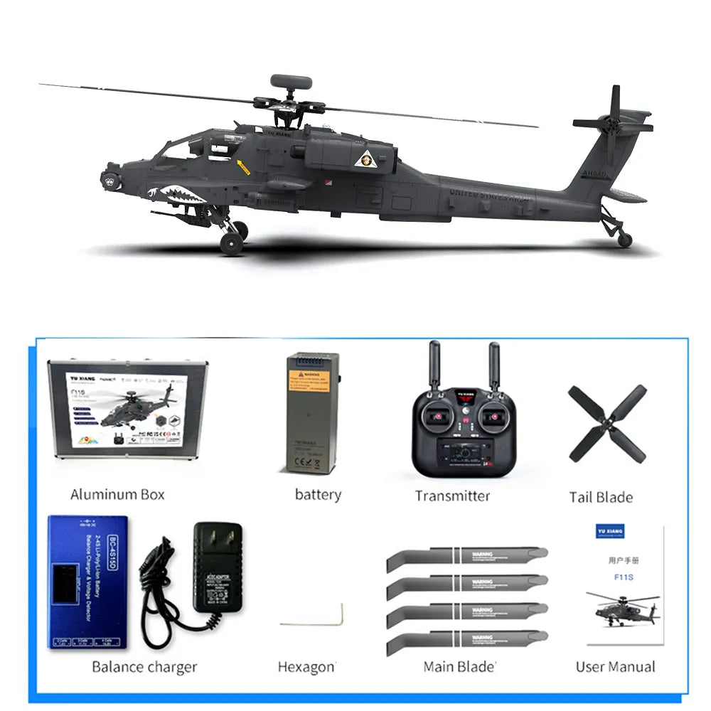 YUXIANG F11S Apache Helicopter GPS Altitude Hold Optical Flow Positioning Radar Brushless 3D Stunt 1:32 Scale Intelligent Version Helicopter