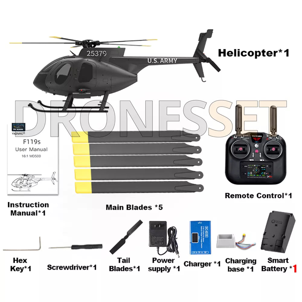 YUXIANG F119S MD-500 Bird Helicopter GPS Altitude Hold Optical Flow Positioning Radar Brushless 3D Stunt RC Helicopter