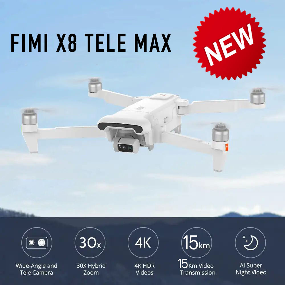 FIMI X8 TELE MAX 4K Drone 3-Axis Gimbal HDR 48MP 30x Camera GPS 15KM Professional aerial photography Quadcopter