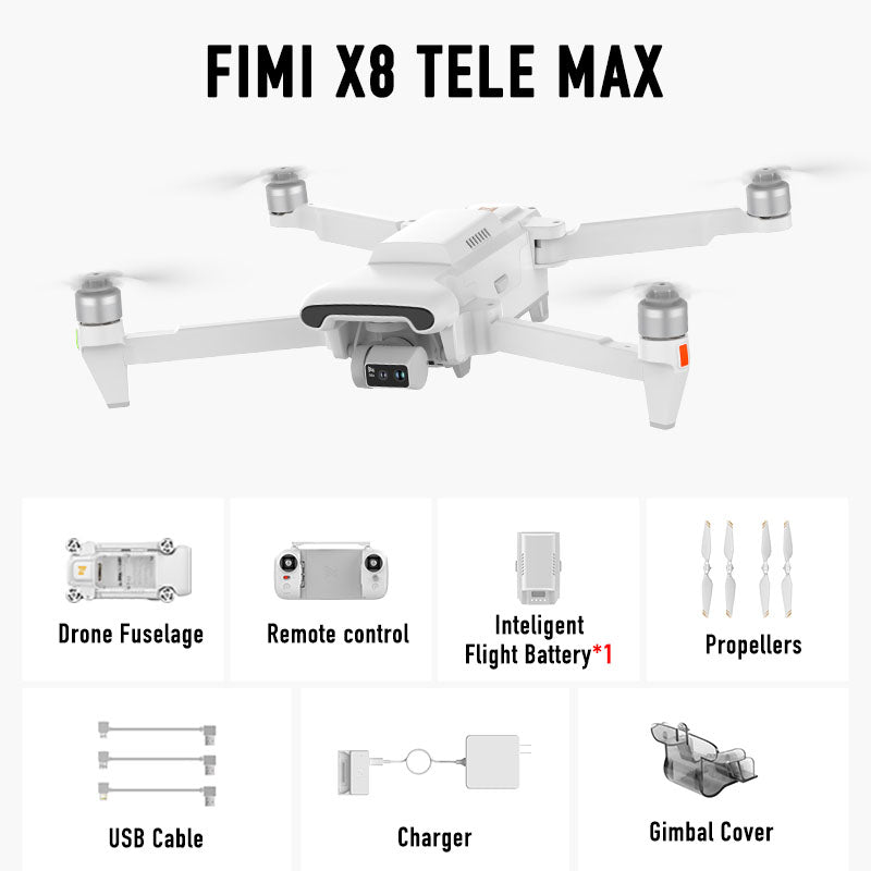 FIMI X8 TELE MAX 4K Drone 3-Axis Gimbal HDR 48MP 30x Camera GPS 15KM Professional aerial photography Quadcopter