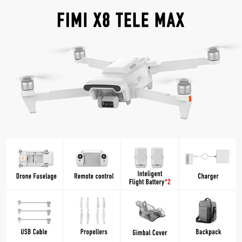 FIMI X8 TELE MAX 4K Drone 3-Axis Gimbal HDR 48MP 30x Camera GPS 15KM Professional aerial photography Quadcopter