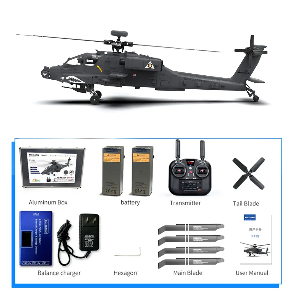 YUXIANG F11S Apache Helicopter GPS Altitude Hold Optical Flow Positioning Radar Brushless 3D Stunt 1:32 Scale Intelligent Version Helicopter