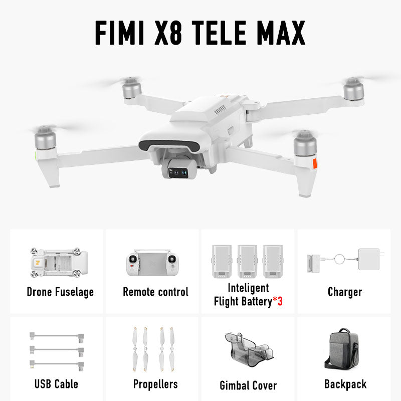 FIMI X8 TELE MAX 4K Drone 3-Axis Gimbal HDR 48MP 30x Camera GPS 15KM Professional aerial photography Quadcopter