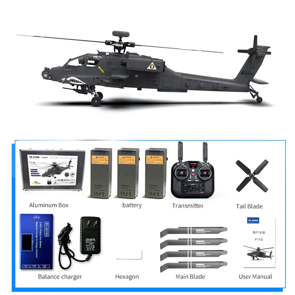 YUXIANG F11S Apache Helicopter GPS Altitude Hold Optical Flow Positioning Radar Brushless 3D Stunt 1:32 Scale Intelligent Version Helicopter