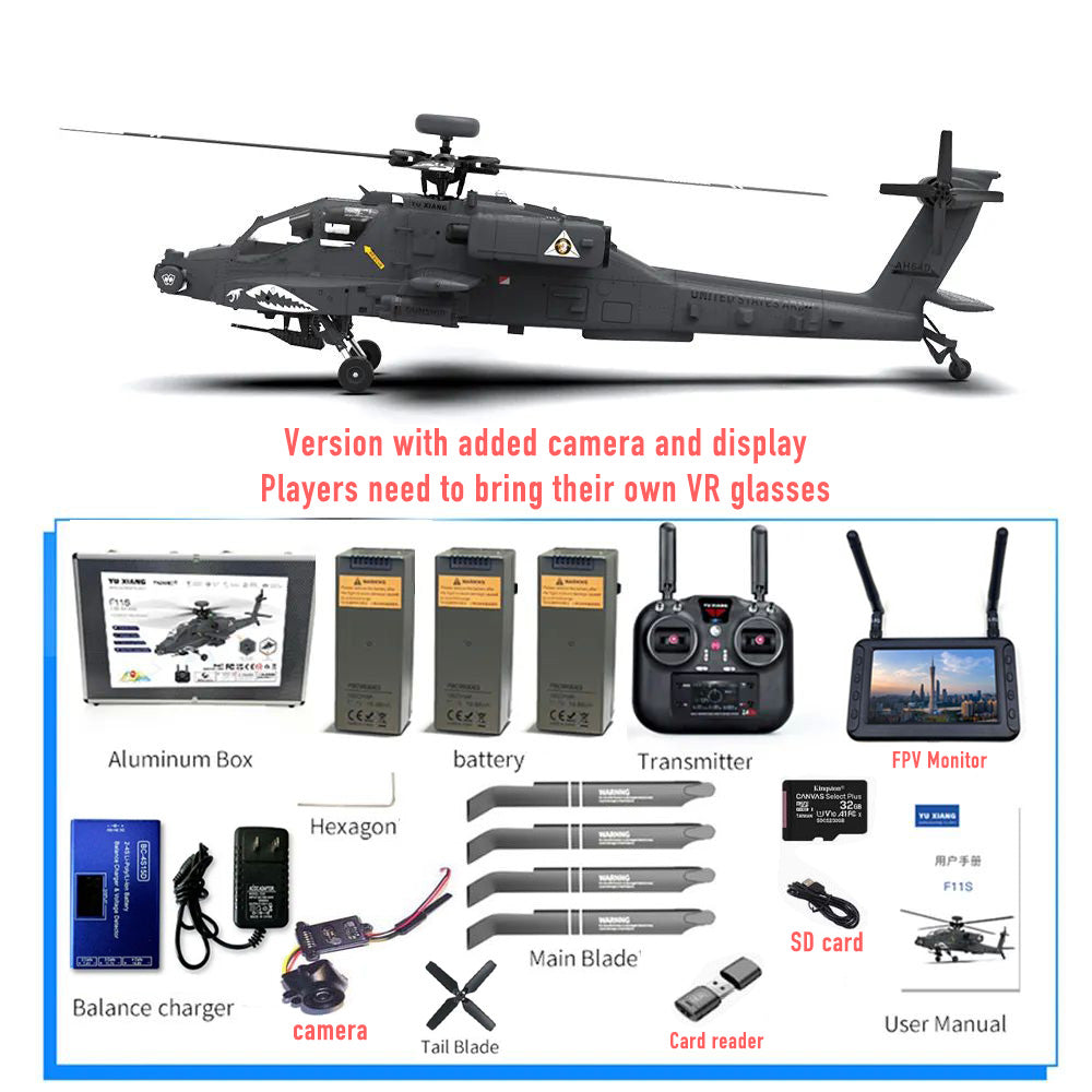 YUXIANG F11S Apache Helicopter GPS Altitude Hold Optical Flow Positioning Radar Brushless 3D Stunt 1:32 Scale Intelligent Version Helicopter