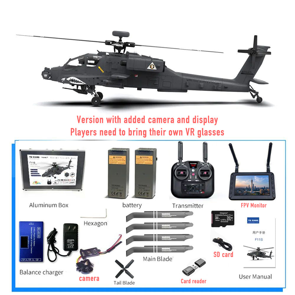 YUXIANG F11S Apache Helicopter GPS Altitude Hold Optical Flow Positioning Radar Brushless 3D Stunt 1:32 Scale Intelligent Version Helicopter
