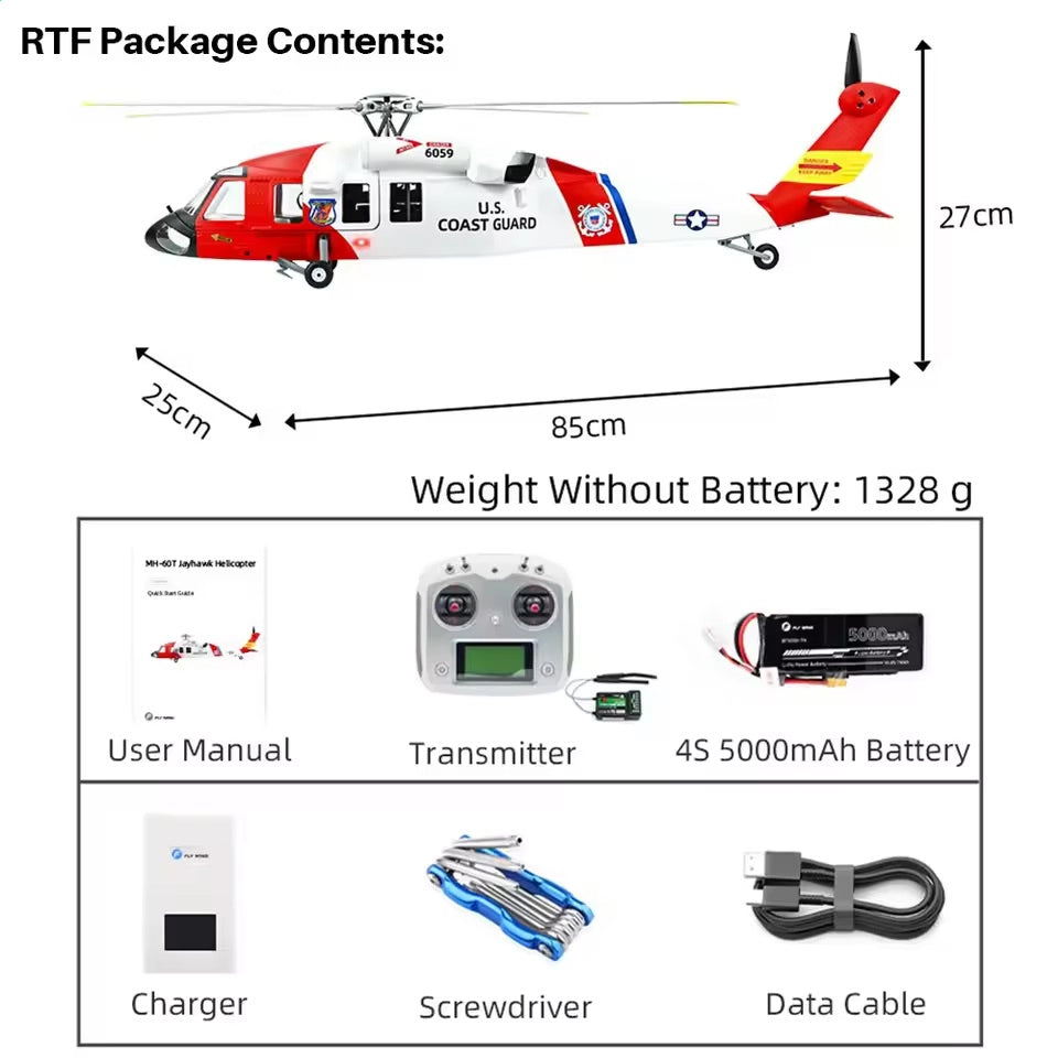 FLYWING MH-60T 470L Scale Jayhawk RC Helicopter GPS ACE Flight Controller RTF Helicopter