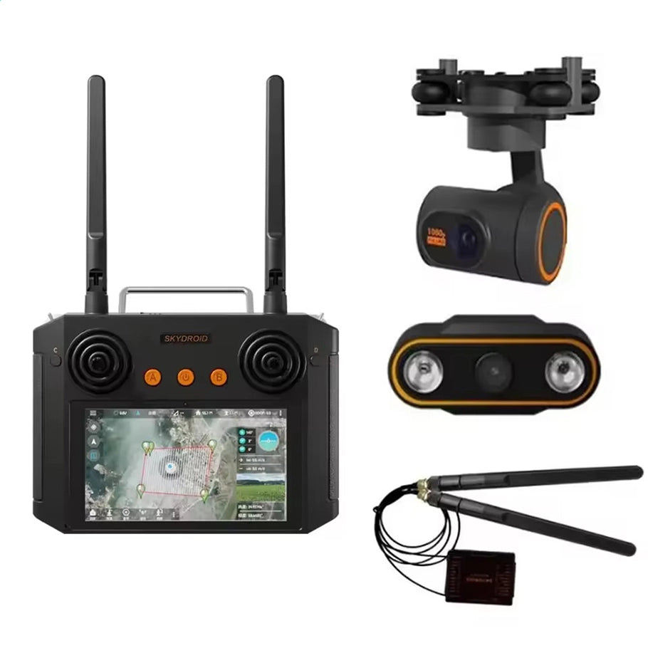 Skydroid H12 Pro Smart Drone Controller with 10KM HD Video Transmission & 3-Axis Gimbal Camera for UAV and FPV Drones
