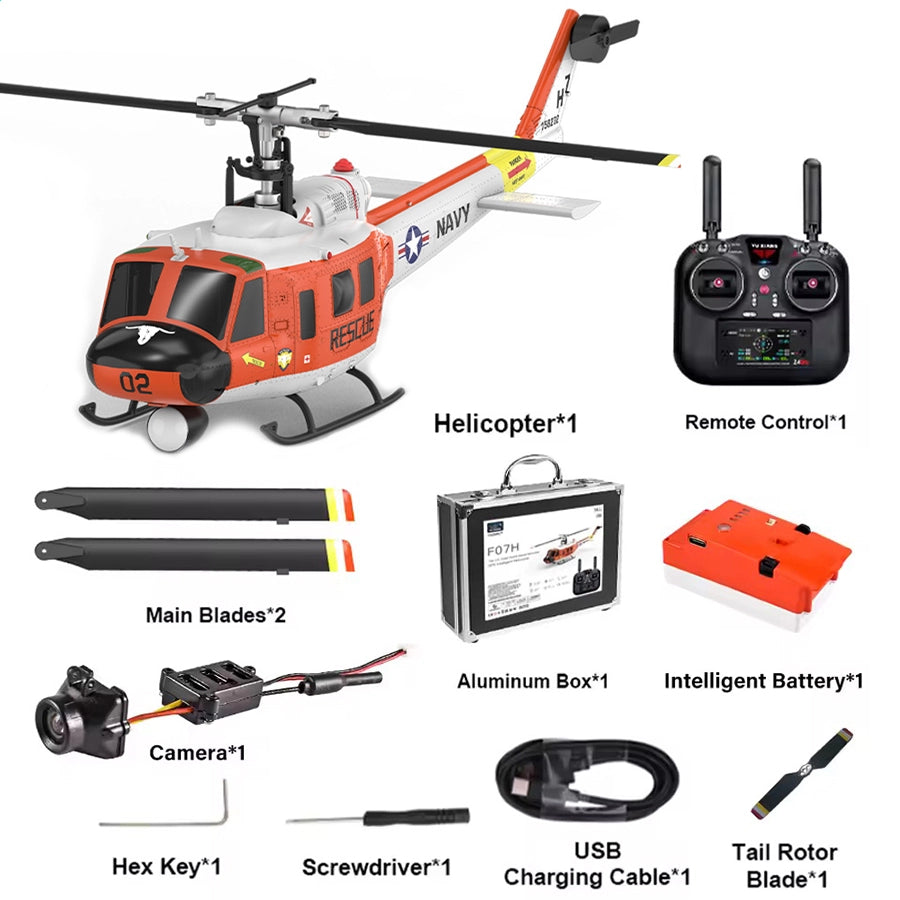 YUXIANG F07H Huey UH-1D NAVY Rescue Scale RC Helicopter GPS Optical Flow Positioning Intelligent Altitude Hold Helicopter