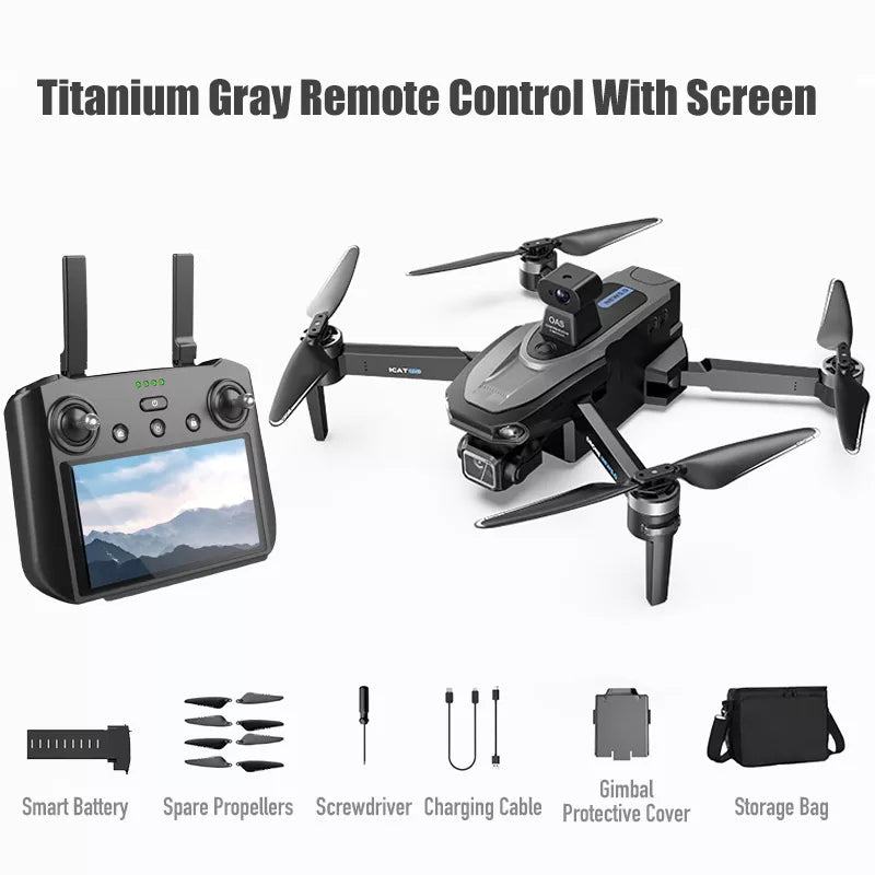 SMRC S840 PRO 8K Drone Titanium Gray 3-Axis Gimbal EIS Camera Intelligent Obstacle Avoidance 5G GPS Quadcopter with Screen Remote Control