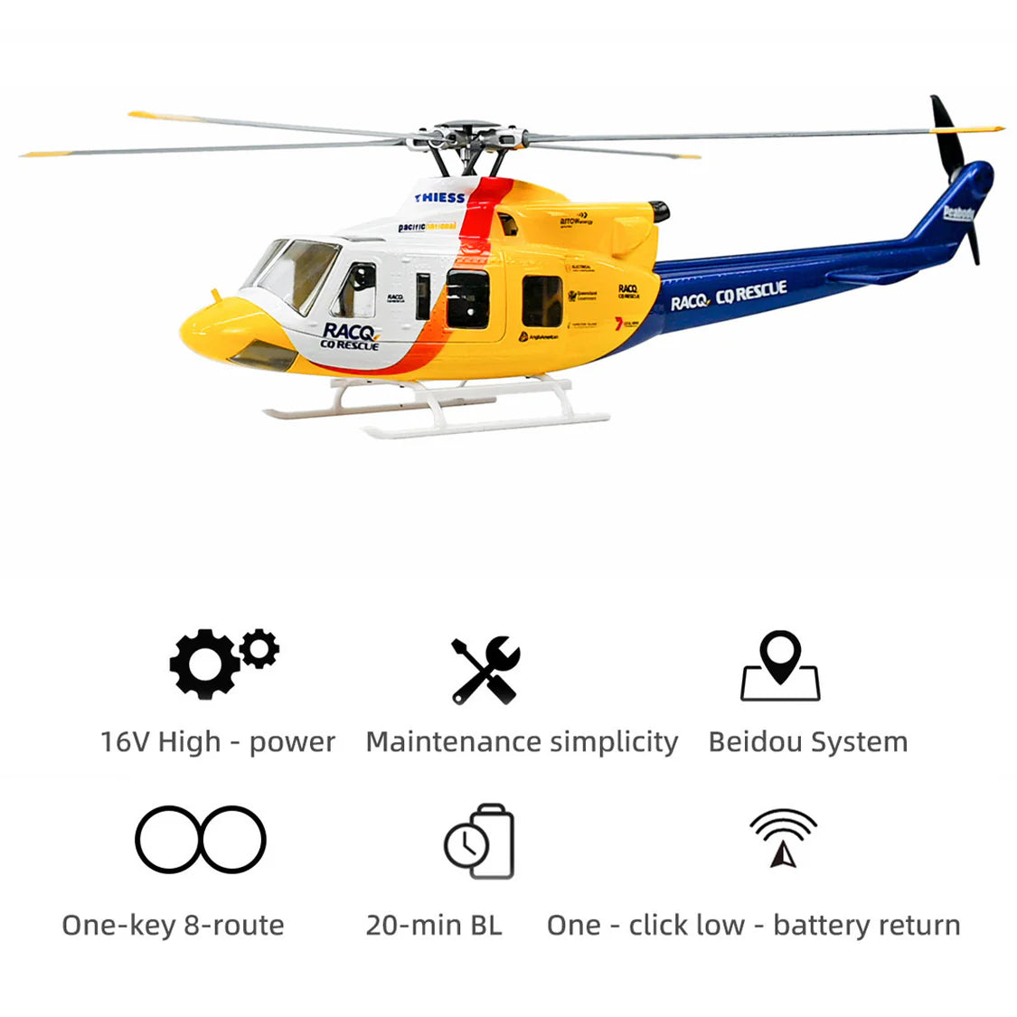 FLYWING Bell 412 V4 470L Military Rescue RC Helicopter Upgraded ACE flight control System RTF Helicopter