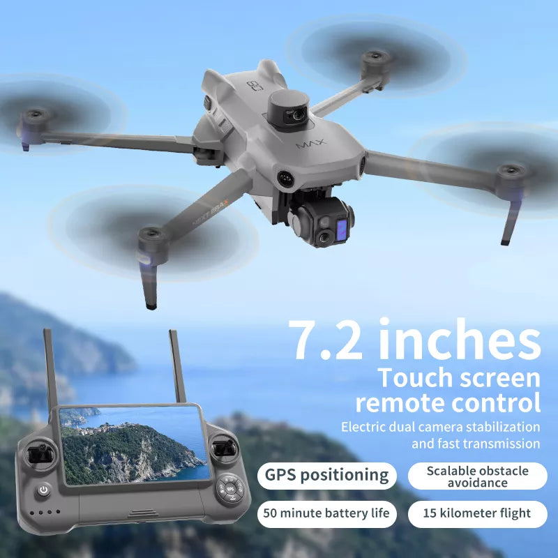 SMRC P7 MAX V2 Upgraded 8K Drone 3-Axis Gimbal Intelligent Obstacle Avoidance 5G GPS Large size Quadcopter with Screen Remote Control